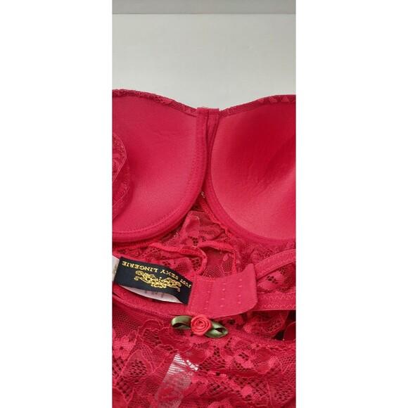 Just Sexy Lingerie Women's Size Medium Babydoll Red Keyhole Lace Nightie Panties - Picture 15 of 16